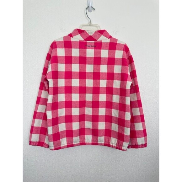 Vineyard Vines Gingham Mock Neck Sweater Pink White Checkered Girl's Size L (14) - Picture 8 of 9